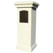 Manchester Stucco Locking Column Mailbox, Sandstone w/Plain Door