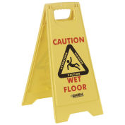 Global Industrial Multi-Lingual Floor Sign 2 Sided, Caution