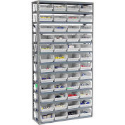 13 Shelf Steel Shelving with (48) 4"H Plastic Shelf Bins, Stone White, 36x18x72