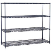 Nexelon Wire Shelving, Blue Epoxy, 54"W X 24"D X 74"H