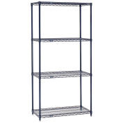 Nexelon Wire Shelving, Blue Epoxy, 30"W X 18"D X 54"H