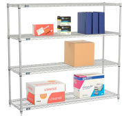 Nexelate Wire Shelving Starter Unit, Silver Epoxy, 60"W X 21"D X 54"H