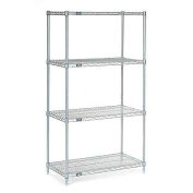 Nexelate Wire Shelving Starter Unit, Silver Epoxy, 24"W X 18"D X 63"H