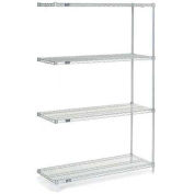 Nexelate Wire Shelving Add-On, Silver Epoxy, 72"W X 14"D X 86"H