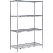 Nexelate Wire Shelving Starter Unit, Silver Epoxy, 54"W X 21"D X 86"H