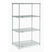 Nexelate Wire Shelving Starter Unit, Silver Epoxy, 42"W X 21"D X 54"H