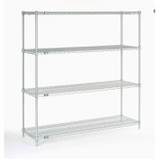 Nexelate Wire Shelving Starter Unit, Silver Epoxy, 60"W X 21"D X 63"H