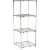 Nexelate Wire Shelving Starter Unit, Silver Epoxy, 24"W X 24"D X 63"H