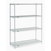 Nexelate Wire Shelving Starter Unit, Silver Epoxy, 48"W X 14"D X 63"H