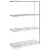 Nexelate Wire Shelving Add-On, Silver Epoxy, 48"W X 21"D X 63"H