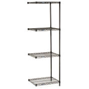 Nexel Wire Shelving Add-On, Black Epoxy, 24"W X 18"D X 63"H