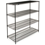 Nexel Wire Shelving, Black Epoxy, 54"W X 18"D X 74"H