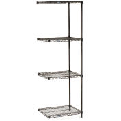 Nexel Wire Shelving Add-On, Black Epoxy, 24"W X 24"D X 63"H