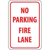 NMC Traffic Sign, No Parking Fire Lane, 18" X 12", White/Red, TM3G