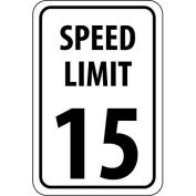 NMC Traffic Sign, 15 MPH Speed Limit Sign, 24" X 18", White/Black, TM19J