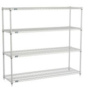 Nexelate Wire Shelving Starter Unit, Silver Epoxy, 36"W x 18"D x 54"H