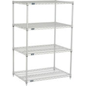 Nexelate Wire Shelving Starter Unit, Silver Epoxy, 36"W x 24"D x 54"H