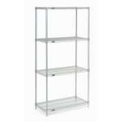 Nexelate Wire Shelving Starter Unit, Silver Epoxy, 36"W x 18"D x 86"H