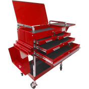 Deluxe Service Cart, 4-Drawers, Red