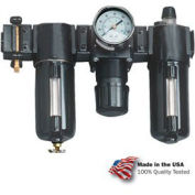 1/2" Modular FRL W/End Ports, Gauge, Poly Bowl, Manual & Fog LUBR, OSHA Valve