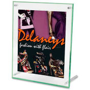 Deflect-o Beveled Sign Holder, DEF799693, 11" x 8.5", Clear W/Green Tinted Edges Frame