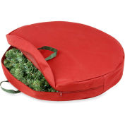30" Zipper Canvas Bag Holiday Wreath Storage, Red/Pine Green