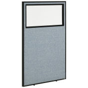 36-1/4"W x 60"H Office Partition Panel with Partial Window, Blue