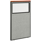 36-1/4"W x 61-1/2"H Deluxe Office Partition Panel with Partial Window, Gray