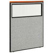 48-1/4"W x 61-1/2"H Deluxe Office Partition Panel with Partial Window, Gray