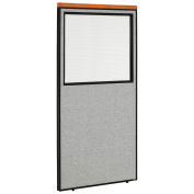 36-1/4"W x 73-1/2"H Deluxe Office Partition Panel with Partial Window, Gray