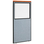 36-1/4"W x 73-1/2"H Deluxe Office Partition Panel with Partial Window, Blue