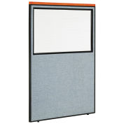 48-1/4"W x 73-1/2"H Deluxe Office Partition Panel with Partial Window, Blue