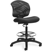 Tye Low Back Stool armless, Mesh/Fabric Back, - Black Upholstered Seat