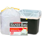Tall Kitchen Drawstring Trash Bags, White, 13 Gallon, 0.69 Mil, 50/Box