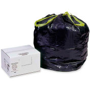 Webster Drawstring Trash Liners, Black, 30 Gallon, 1.20 Mil