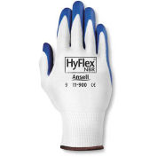 Ansell HyFlex® 15-Gauge Nylon Gloves, Blue Nitrile Palm Coat, Knitwrist, SZ 10, 1 Pair - Pkg Qty 12