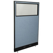48-1/4"W x 76"H Electric Office Partition Panel with Partial Window, Blue