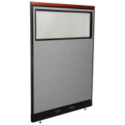 48-1/4"W x 65-1/2"H Deluxe Electric Office Partition Panel with Partial Window, Gray