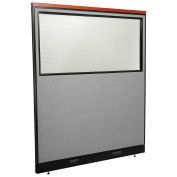60-1/4"W x 65-1/2"H Deluxe Electric Office Partition Panel with Partial Window, Gray
