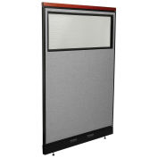 48-1/4"W x 77-1/2"H Deluxe Electric Office Partition Panel with Partial Window, Gray