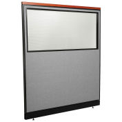 60-1/4"W x 65-1/2"H Deluxe Office Partition Panel with Partial Window & Raceway, Gray