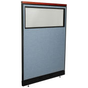 48-1/4"W x 65-1/2"H Deluxe Office Partition Panel with Partial Window & Raceway, Blue