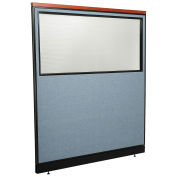 60-1/4"W x 65-1/2"H Deluxe Office Partition Panel with Partial Window & Raceway, Blue