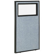 24-1/4"W x 42"H Office Partition Panel with Partial Window, Blue