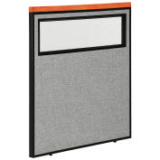 36-1/4"W x 43-1/2"H Deluxe Office Partition Panel with Partial Window, Gray