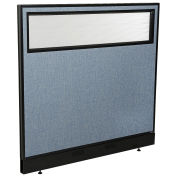 48-1/4"W x 46"H Office Partition Panel with Partial Window & Raceway, Blue