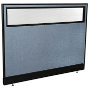 60-1/4"W x 46"H Office Partition Panel with Partial Window & Raceway, Blue