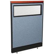 36-1/4"W x 47-1/2"H Deluxe Office Partition Panel with Partial Window & Raceway, Blue