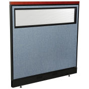 48-1/4"W x 47-1/2"H Deluxe Office Partition Panel with Partial Window & Raceway, Blue