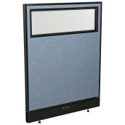 36-1/4"W x 46"H Electric Office Partition Panel with Partial Window, Blue
